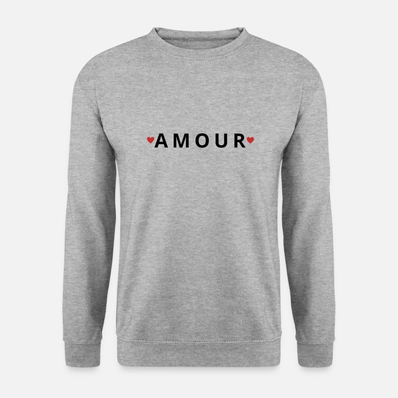 DOPPELTE HERZLIEBE - Unisex Pullover - Weißgrau meliert