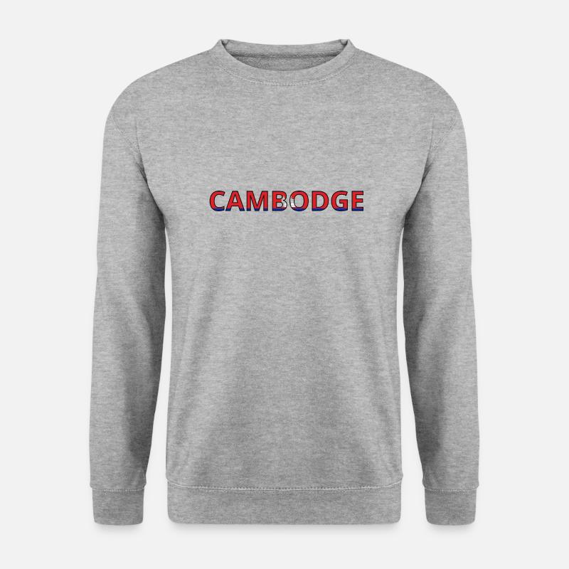 Flagge von Kambodscha - Unisex Pullover - Weißgrau meliert