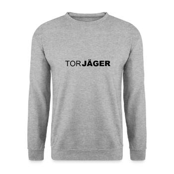 Torjäger - Fussball - Sport - Fußballspieler - Unisex Pullover - Weißgrau meliert - Vorne - Alina (178cm) & Michal (187cm)