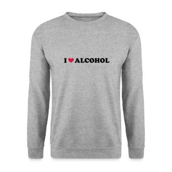 I Love Alcohol - Unisex Pullover - Weißgrau meliert - Vorne - Alina (178cm) & Michal (187cm)