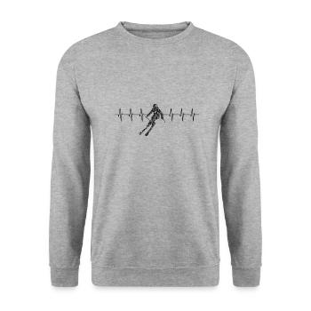 Ski fahren Herzschlag - Unisex Pullover - Weißgrau meliert - Vorne - Alina (178cm) & Michal (187cm)