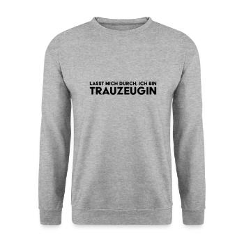 Let me through I'm maid of honor wedding bachelor party - Unisex Sweatshirt - salt & pepper - Front - Alina (178cm) & Michal (187cm)