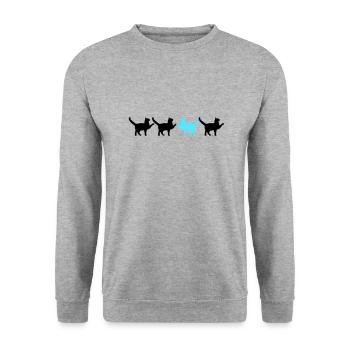 4 Cats Friends Team Four Paws Hands Welcome - Unisex Sweatshirt - salt & pepper - Front - Alina (178cm) & Michal (187cm)