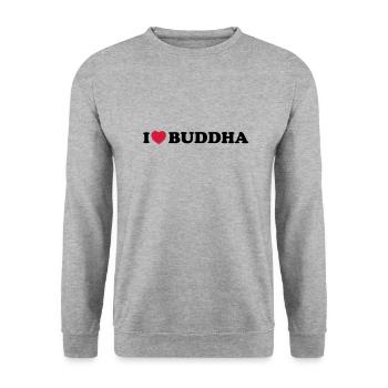 I love Buddha - Unisex Sweatshirt - salt & pepper - Front - Alina (178cm) & Michal (187cm)