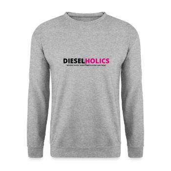 Dieselholics schwarz pink - Unisex Pullover - Weißgrau meliert - Vorne - Alina (178cm) & Michal (187cm)