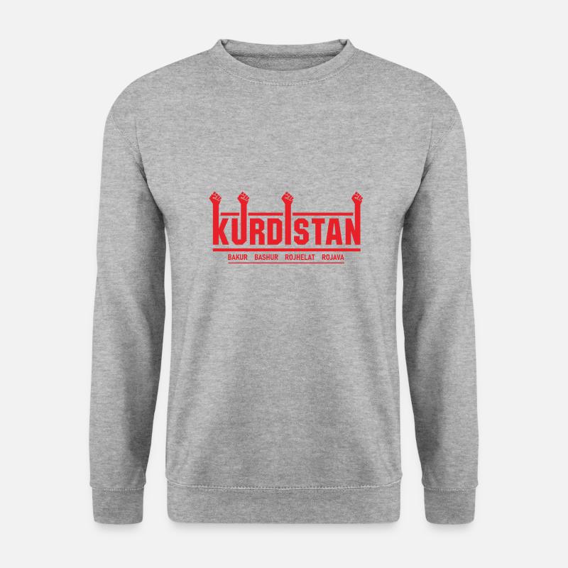 Kurdistan Kurde Geschenk Kurdisch Flagge Heimat - Unisex Pullover - Weißgrau meliert