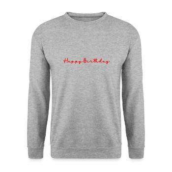 JAHRESTAG. ALLES GUTE ZUM GEBURTSTAG!. ALLES GUTE ZUM GEBURTSTAG!. - Unisex Pullover - Weißgrau meliert - Vorne - Alina (178cm) & Michal (187cm)