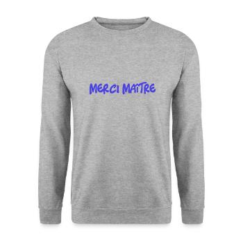 MASTER. THANK YOU. THANK YOU, MASTER. MASTER. MASTER GIFT - Unisex Sweatshirt - salt & pepper - Front - Alina (178cm) & Michal (187cm)