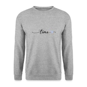 Police de calligraphie de nom Timo - Sweat-shirt Unisexe - gris chiné - Devant - Alina (178cm) & Michal (187cm)
