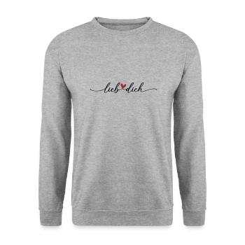 Love You Heart Font - Unisex Sweatshirt - salt & pepper - Front - Alina (178cm) & Michal (187cm)