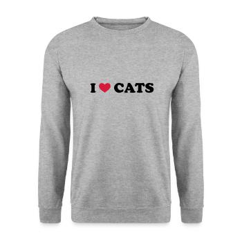 I Love Cats - Unisex Pullover - Weißgrau meliert - Vorne - Alina (178cm) & Michal (187cm)