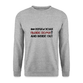 Backwards upside down and inside out - Unisex Pullover - Weißgrau meliert - Vorne - Alina (178cm) & Michal (187cm)