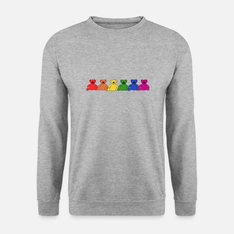 Regenbogen Teddys - Unisex Pullover - Weißgrau meliert