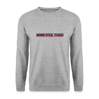avertissement citation officielle d’adolescent - Sweat-shirt Unisexe - gris chiné - Devant - Alina (178cm) & Michal (187cm)