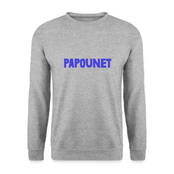 PAPOUNET. PAPA. FÊTE DES PÈRES. BONNE FÊTE PAPA - Sweat-shirt Unisexe - gris chiné - Devant - Alina (178cm) & Michal (187cm)