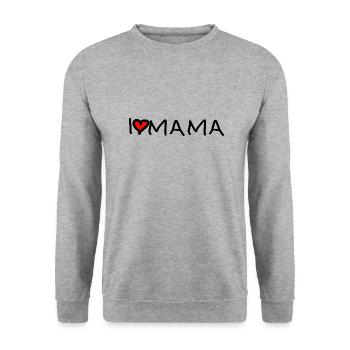 Mom Spruch I love Mama Geschenk - Unisex Pullover - Weißgrau meliert - Vorne - Alina (178cm) & Michal (187cm)