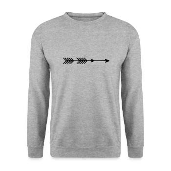 Pfeil rechts - Unisex Pullover - Weißgrau meliert - Vorne - Alina (178cm) & Michal (187cm)