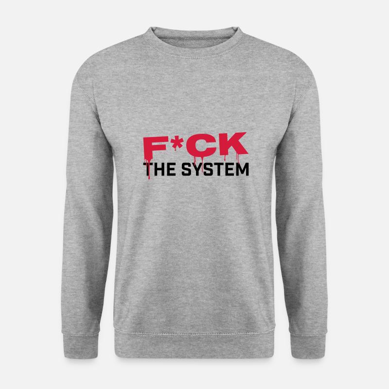 FUCK THE SYSTEM - Unisex Pullover - Weißgrau meliert