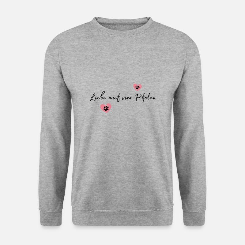 Hund - Liebe auf vier Pfoten - Unisex Pullover - Weißgrau meliert