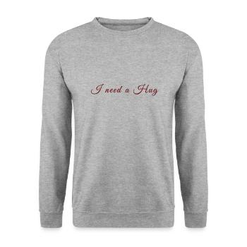 J’ai besoin d’un câlin - Sweat-shirt Unisexe - gris chiné - Devant - Alina (178cm) & Michal (187cm)