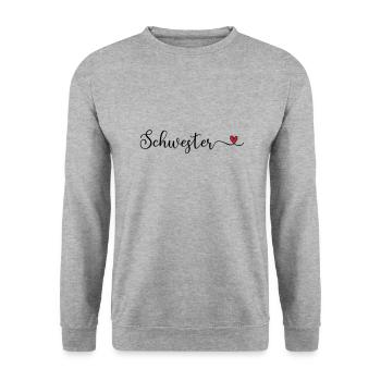 Schwesterherz - Unisex Pullover - Weißgrau meliert - Vorne - Alina (178cm) & Michal (187cm)