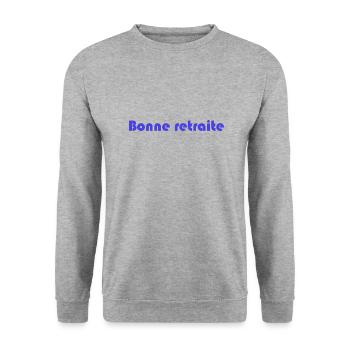 RETRAITE. RETRAITE. RETRAITEE. RETRAITE - Sweat-shirt Unisexe - gris chiné - Devant - Alina (178cm) & Michal (187cm)