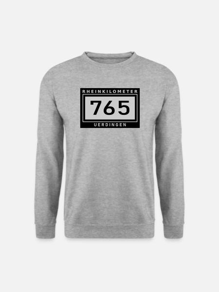 Rheinkilometer 765 bei Uerdingen - Unisex Pullover - Weißgrau meliert
