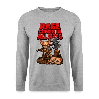 Rage Comes In All Sizes - Unisex Pullover - Weißgrau meliert - Vorne - Alina (178cm) & Michal (187cm)
