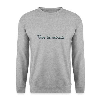 RETRAITE. RETRAITE. RETRAITEE. SENIOR. MAMIE. PAPY - Sweat-shirt Unisexe - gris chiné - Devant - Alina (178cm) & Michal (187cm)