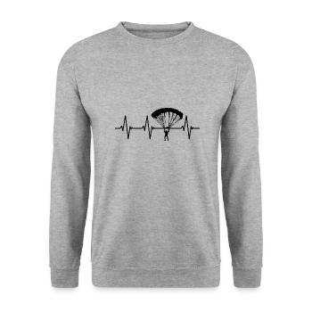 Heartbeat Parachute Springer Skydive Gift - Unisex Sweatshirt - salt & pepper - Front - Alina (178cm) & Michal (187cm)