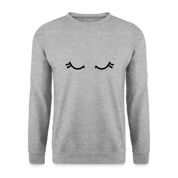 schläfrige Augen mit niedlichen Wimpern - Unisex Pullover - Weißgrau meliert - Vorne - Alina (178cm) & Michal (187cm)