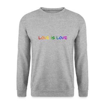 Love is Love LGBTQ Pride Amour Fierté - Sweat-shirt Unisexe - gris chiné - Devant - Alina (178cm) & Michal (187cm)