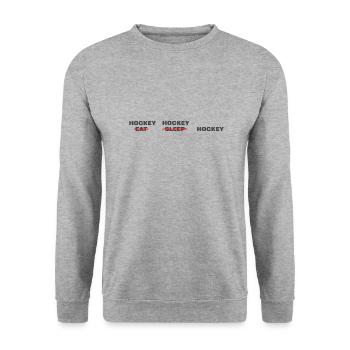 Hockey Hockey Hockey - Unisex Pullover - Weißgrau meliert - Vorne - Alina (178cm) & Michal (187cm)