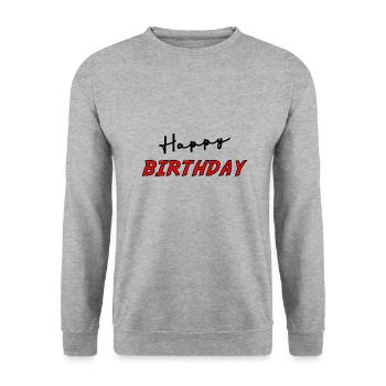 JAHRESTAG. ALLES GUTE ZUM GEBURTSTAG!. ALLES GUTE ZUM GEBURTSTAG!. - Unisex Pullover - Weißgrau meliert - Vorne - Alina (178cm) & Michal (187cm)