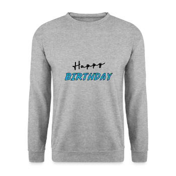 JAHRESTAG. ALLES GUTE ZUM GEBURTSTAG!. ALLES GUTE ZUM GEBURTSTAG!. - Unisex Pullover - Weißgrau meliert - Vorne - Alina (178cm) & Michal (187cm)