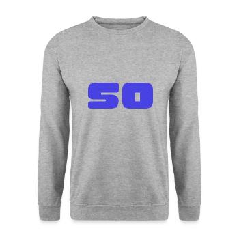 50. 50 ANS. 50e ANNIVERSAIRE. ANNIVERSAIRE 50 ANS. - Sweat-shirt Unisexe - gris chiné - Devant - Alina (178cm) & Michal (187cm)