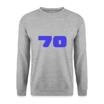 70. 70 YEARS. 70TH ANNIVERSARY. BIRTHDAY 70 YEARS. - Unisex Sweatshirt - salt & pepper - Front - Alina (178cm) & Michal (187cm)