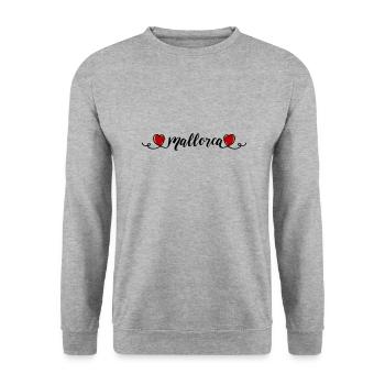 Mallorca Herz Liebe - Unisex Pullover - Weißgrau meliert - Vorne - Alina (178cm) & Michal (187cm)