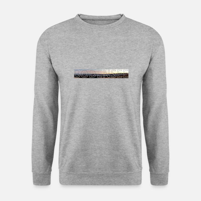 Bodensee Panorama Abend modern Februar Alpen - Unisex Pullover - Weißgrau meliert