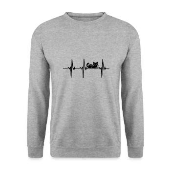 Herzschlag für süsse Kätzchen - Unisex Pullover - Weißgrau meliert - Vorne - Alina (178cm) & Michal (187cm)