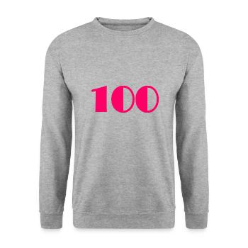 100. 100 ANS. 100e ANNIVERSAIRE. ANNIVERSAIRE - Sweat-shirt Unisexe - gris chiné - Devant - Alina (178cm) & Michal (187cm)