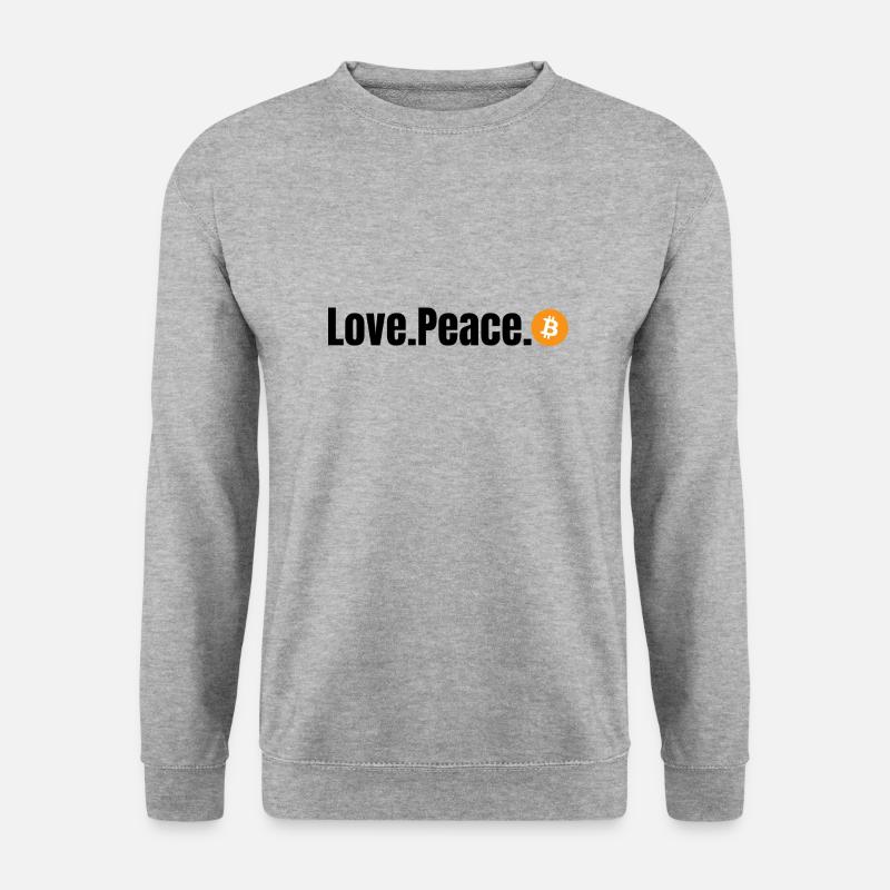 Love.Peace.Bitcoin - Unisex Pullover - Weißgrau meliert