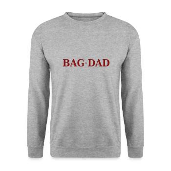 Lustiger Spruch: "BAG DAD" - Unisex Pullover - Weißgrau meliert - Vorne - Alina (178cm) & Michal (187cm)