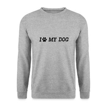 I love my dog - Sweat-shirt Unisexe - gris chiné - Devant - Alina (178cm) & Michal (187cm)