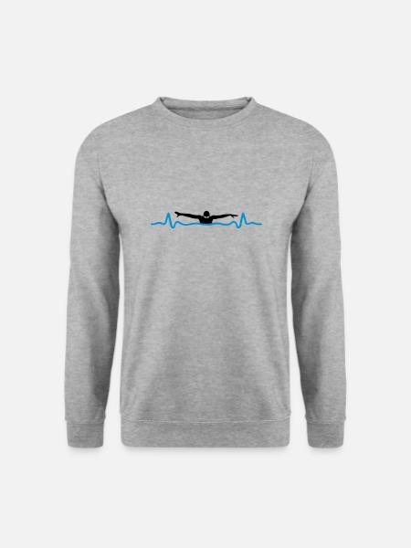 Schwimmen und Herzschlag - Unisex Pullover - Weißgrau meliert
