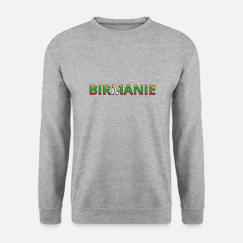Flagge von Myanmar - Unisex Pullover - Weißgrau meliert