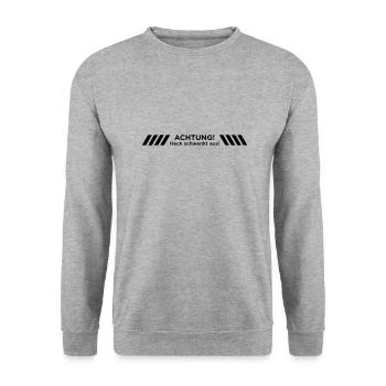 Achtung! Heck / Hintern schwenkt und schert aus! - Unisex Pullover - Weißgrau meliert - Vorne - Alina (178cm) & Michal (187cm)