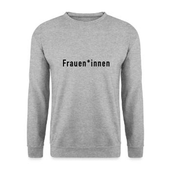 Frauen*innen - Unisex Pullover - Weißgrau meliert - Vorne - Alina (178cm) & Michal (187cm)