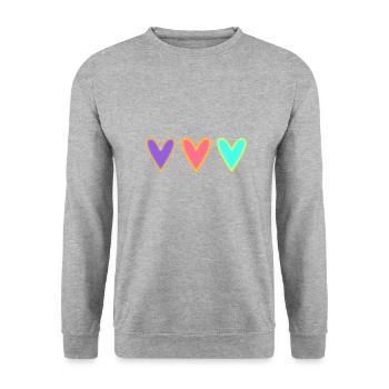 HEART. HEARTS. SAINT VALENTINE. LOVE. LOVE. CHRISTMAS - Unisex Sweatshirt - salt & pepper - Front - Alina (178cm) & Michal (187cm)
