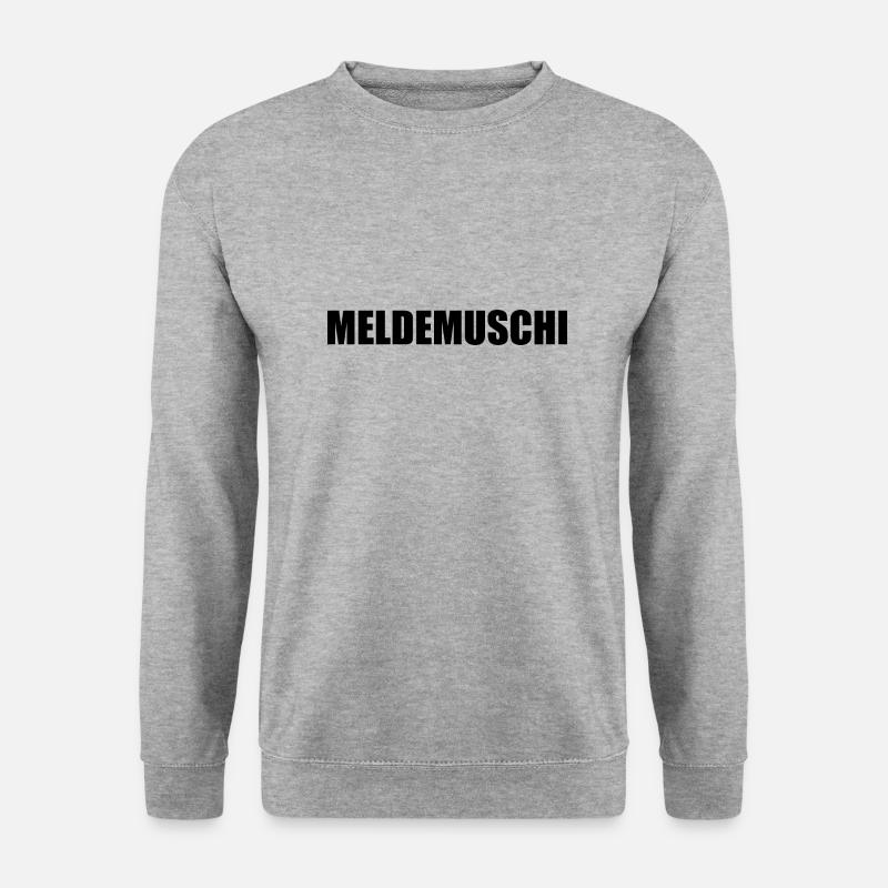 Meldemuschi T-Shirt - Unisex Pullover - Weißgrau meliert